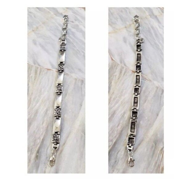 Brighton TRIBECA Silver Square Medallion Rectangular Solid Link Bracelet - Picture 6 of 8